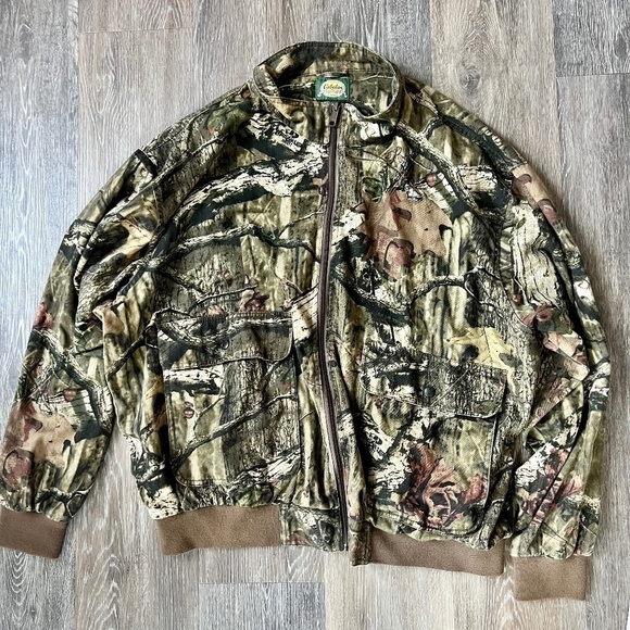 Cabela's Break Up Oak Camo Hunting Soft Shell Full Zip Bomber Jacket 2XL - Picture 1 of 4